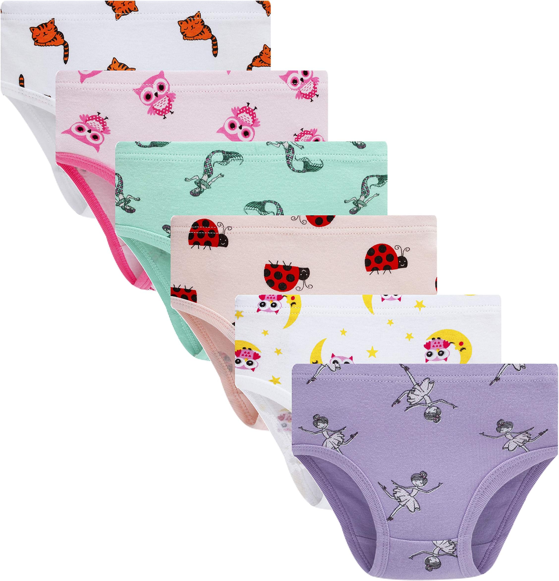 Cadidi DinosLittle Girls' Soft Cotton Underwear Kids Cool Breathable Comfort Panty Briefs Toddler Undies(Pack of 6)
