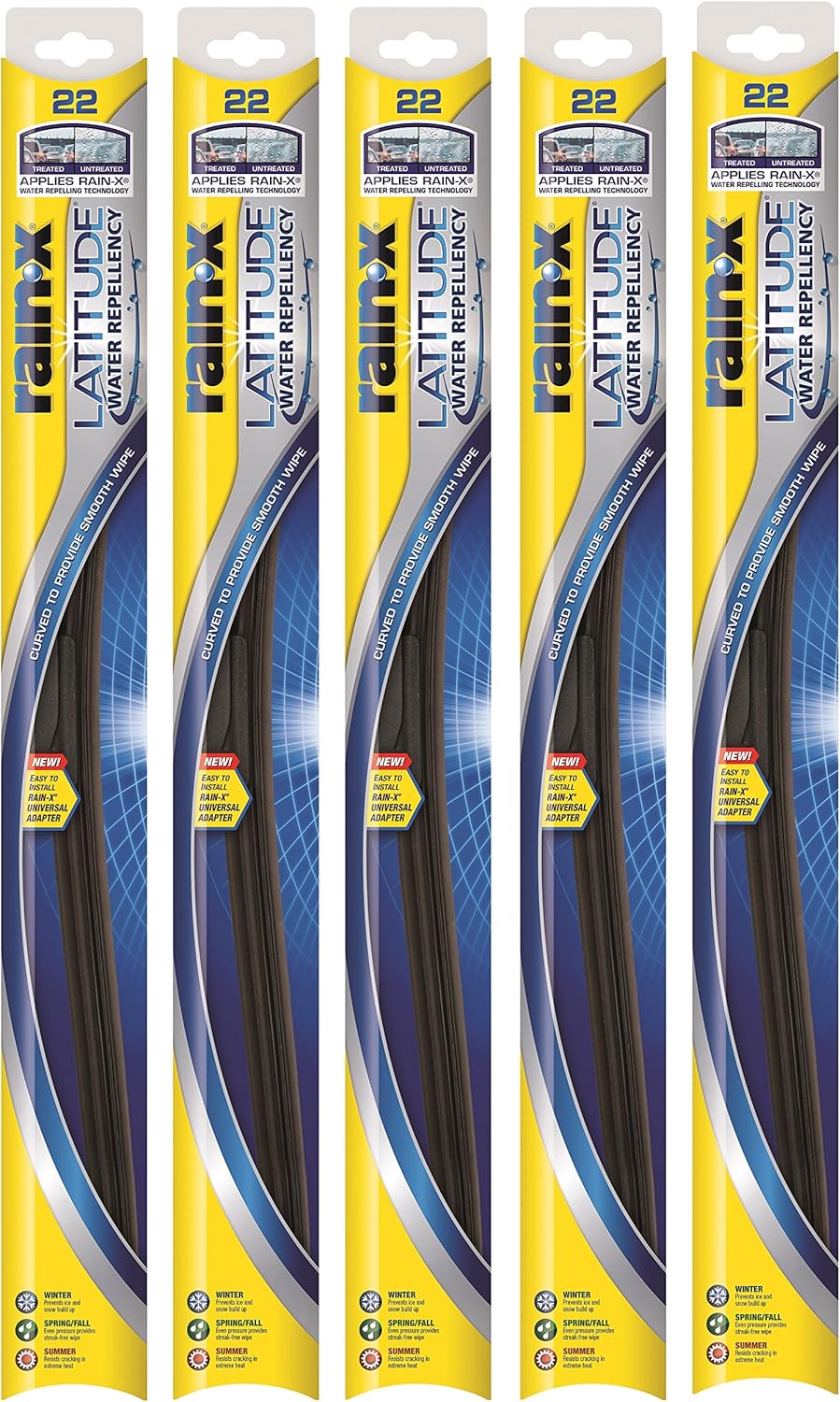 Rain-X 5079280-2-5PK Latitude 2-IN-1 Water Repellency Wiper Blade, 24" (Pack of 5)