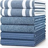 Homaxy Premium Kitchen Towels(18”x 28”, 6 Pack), Large Cotton 380 GSM Kitchen Hand Towels, Soft and Absorbent Terry Dish Towels, Multipurpose Tea Towel Set with Hanging Loop, Navy Blue