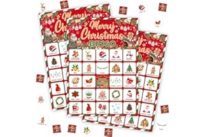 tranfvging Christmas Bingo Games for Adults, Merry Christmas Party Bingo Game Card Set, Xmas Parties Game Supplies Activities, Winter Holiday Favors for Family Friends Large Group -31