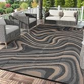 Garvee 9x18 Outdoor Rug, Waterproof Camping Rugs for Outside Your RV, Abstract Plastic Straw Rug with Portable Bag, Reversibl
