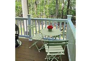 BUPPLEE 3-Piece Bistro Table and Chairs, Wrought Iron Bistro Set, Anti-Rust, Waterproof Folding Cafe Table and Chairs Set of 2, Foldable Small Bistro Set for Small Space/Indoor/Outdoor/Porch/Lawn/Balcony