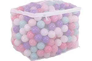 BalanceFrom Play Pit Balls Toy Set for Kids with Mesh Bag, Rainbow or Pastel Colors – Crush-Proof Plastic for Ball Pits, Playhouses, Bounce Houses, Pools, Tents, and Birthday Parties