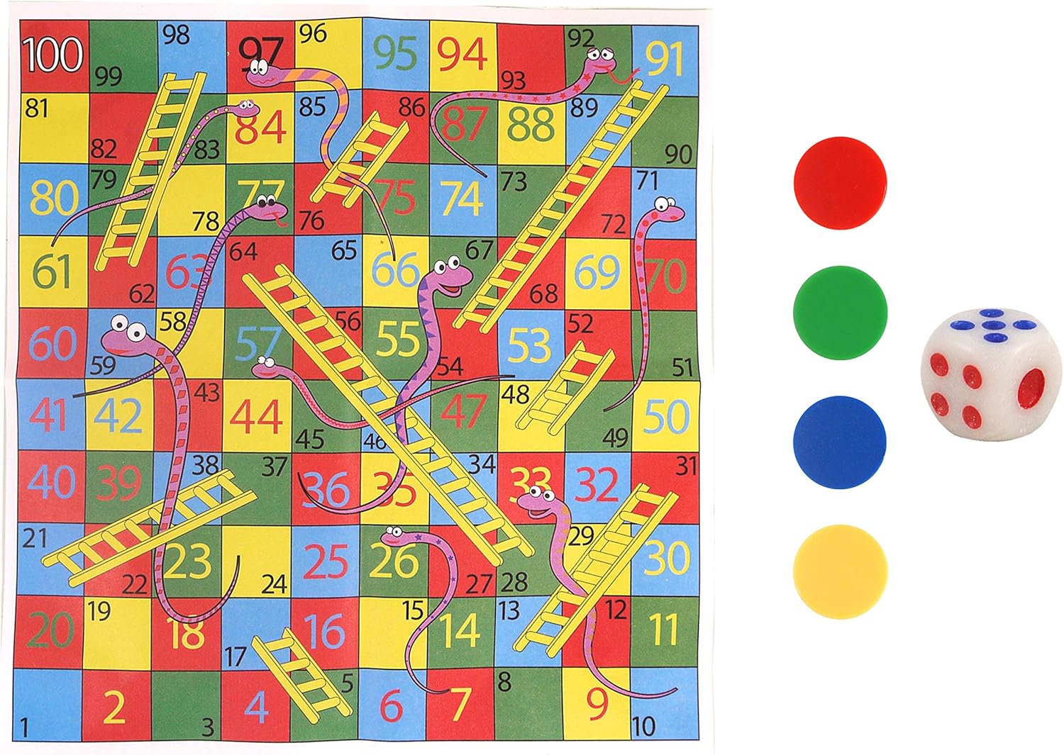 Oxford Novelties 6 Kids Travel Snakes & Ladders Party Bag Filler Car Board Game Dice Counters