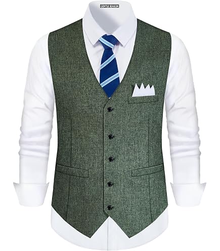 Enlision Men's Vest and Tie Set Grey Formal Business Suit Vest and Light Pink Silk Necktie Wedding Groom Groomsmen Prom Banquet at Amazon Men's Clothing store