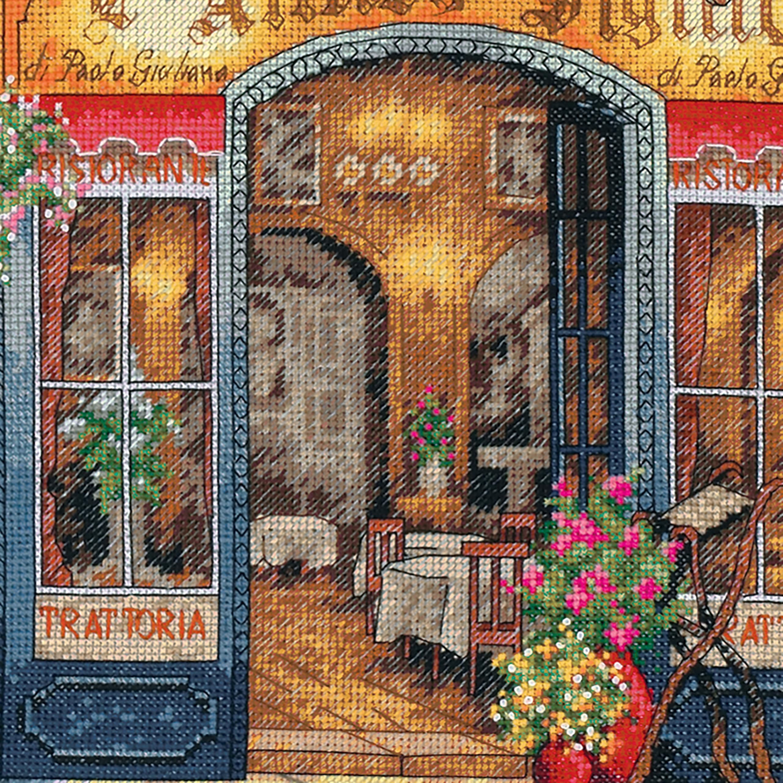 Dimensions Gold Collection Counted Cross Stitch Kit, European Bistro, 16 Count Dove Grey Aida, 11'' x 16''