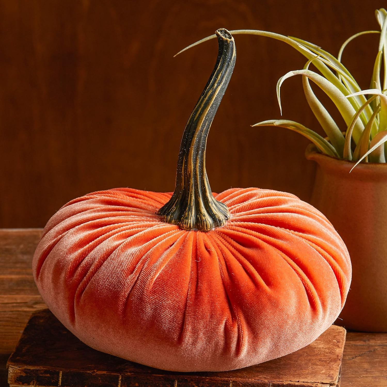 Large Velvet Pumpkin Tangerine Orange