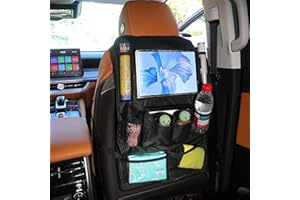 Backseat Car Seat Organizer Cover, Kick Mats Back Seat Protector with Touch Screen Tablet Holder, Back Seat Organizer, Travel
