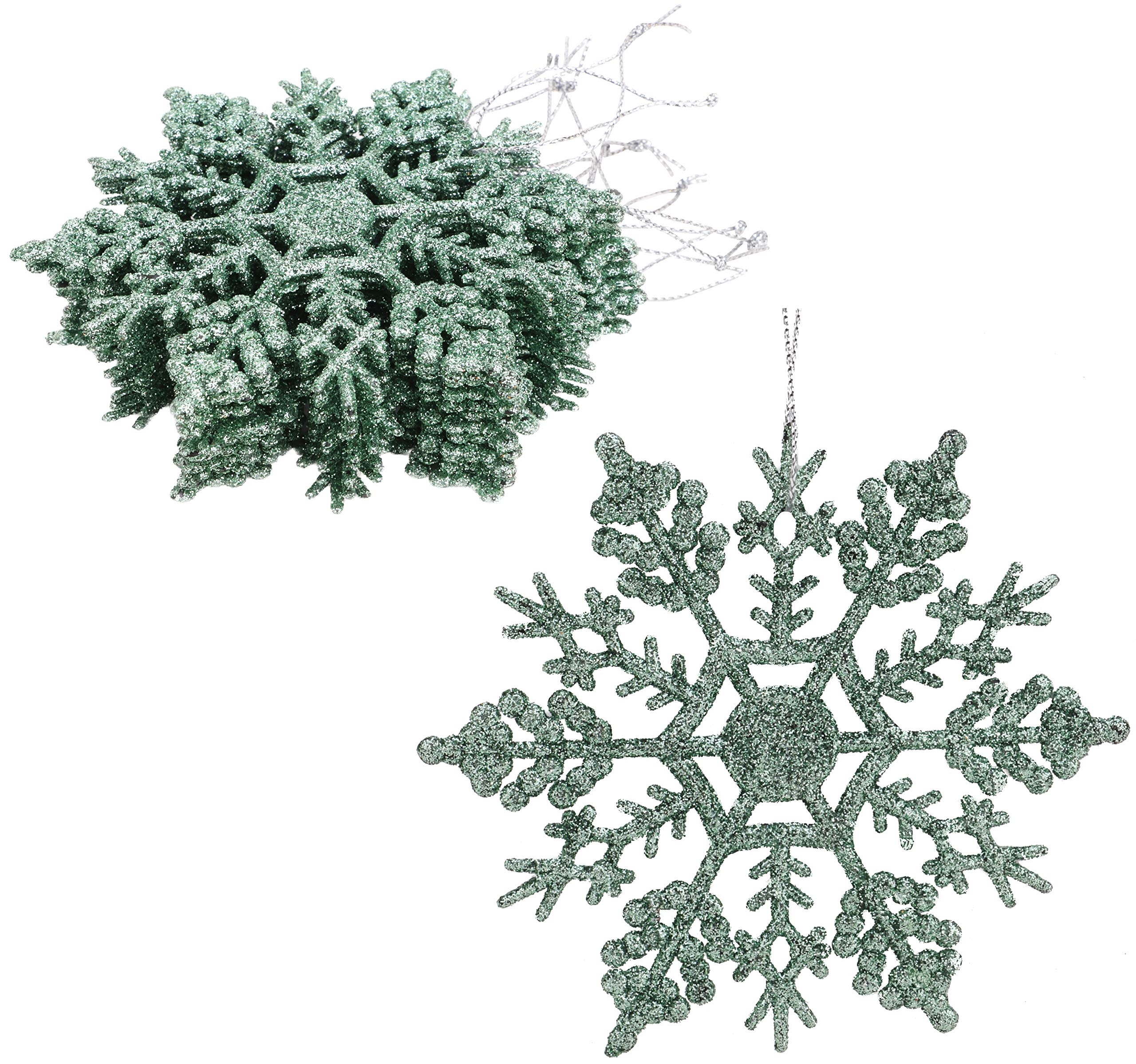 Christmas Concepts® Pack of 12-10cm Glitter Snowflake Hanging Decorations - Christmas Decorations (Mint Green)