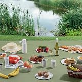 VonShef Picnic Blanket Green Herringbone 200x300cm Waterproof Backing view 5