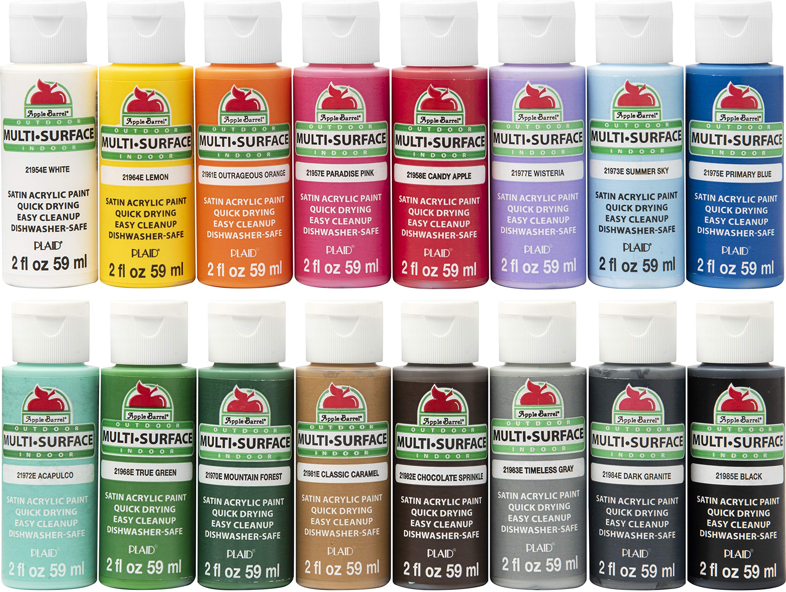 Apple Barrel MultiSurface Paint Set, 16 Piece (2Ounce), Best Selling
