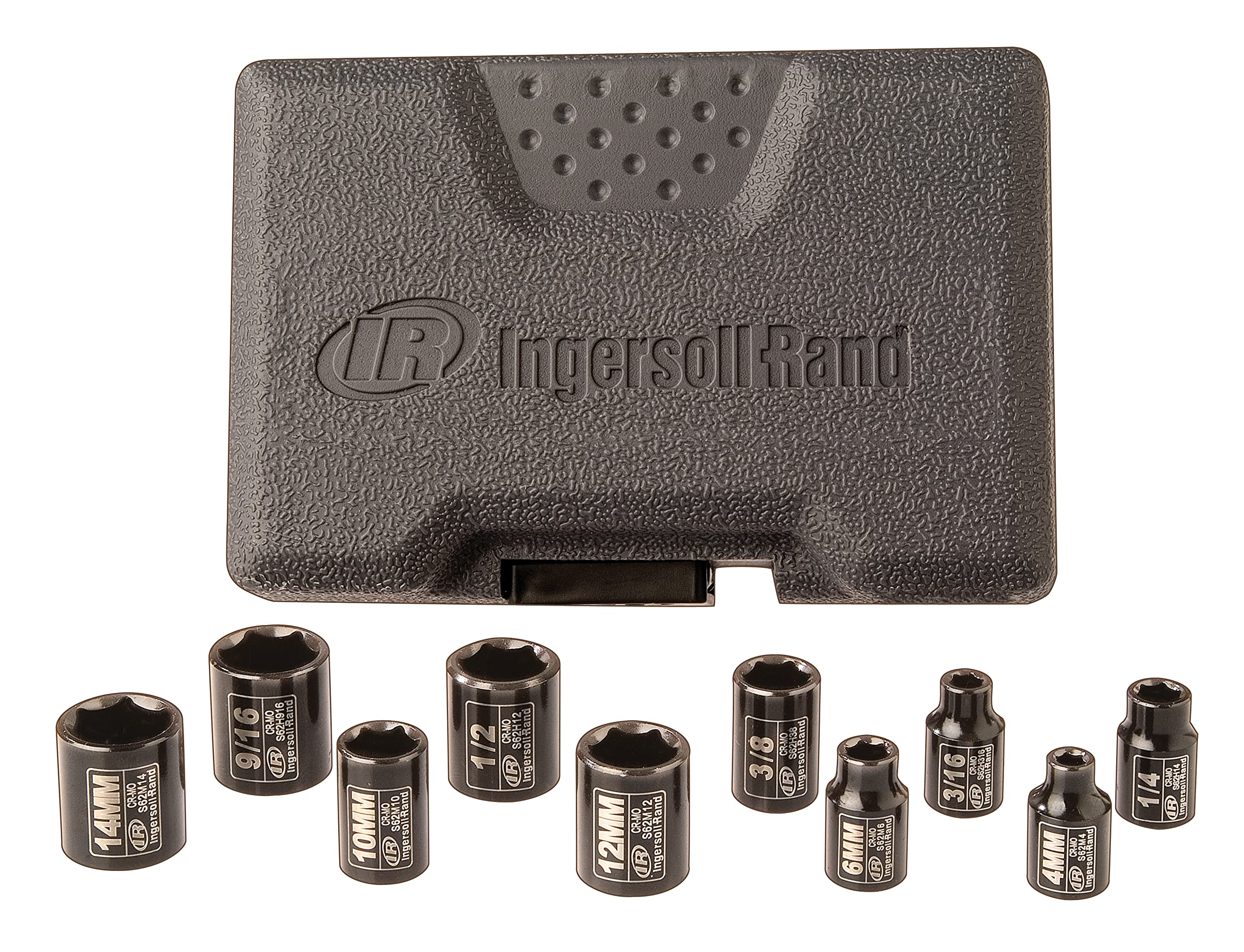 Ingersoll Rand SK2C10N - 1/4" Drive Socket Set, 3/16", 1/4", 3/8", 1/2", 9/16", 4, 6, 9, 12, 14 mm, Socket Kit Long, Tool Set for Car and Automobile