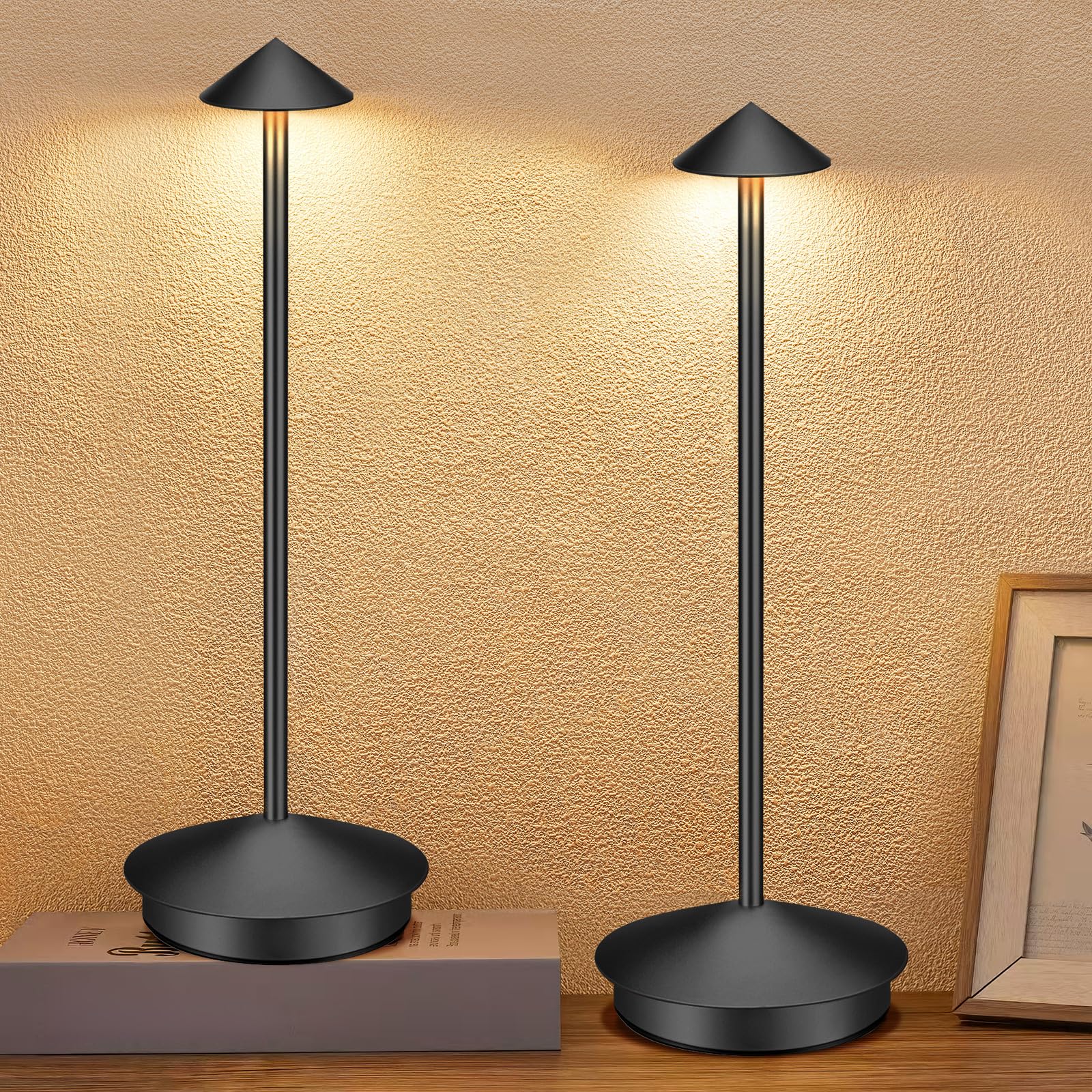 Photo 1 of XMINKDZA Portable Led Cordless Lamp Table Light 2 Pack, Rechargeable 6000mAh Battery Outdoor Table Lamp for Dinning Restaurant Patio Bedroom Camping, IP54 Waterproof, Dimmable