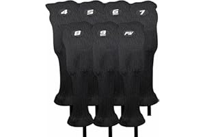 Majek All Hybrid Head Cover Golf Club Black Sleek Tight Fit Headcover Set 4-PW Acrylic Head Covers 4 5 6 7 8 9 PW Easy to See