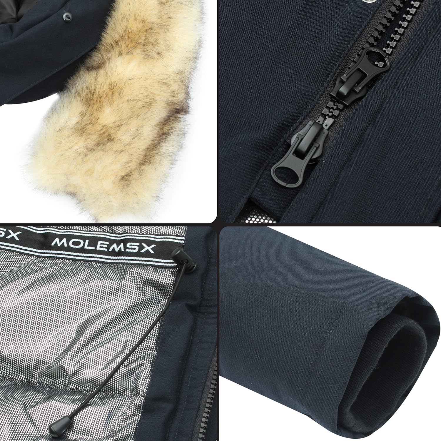Molemsx Men's Warm Winter Down Jacket Parka Puffer Coat with Hood Faux-Fur Trim XS-3XL: Clothing