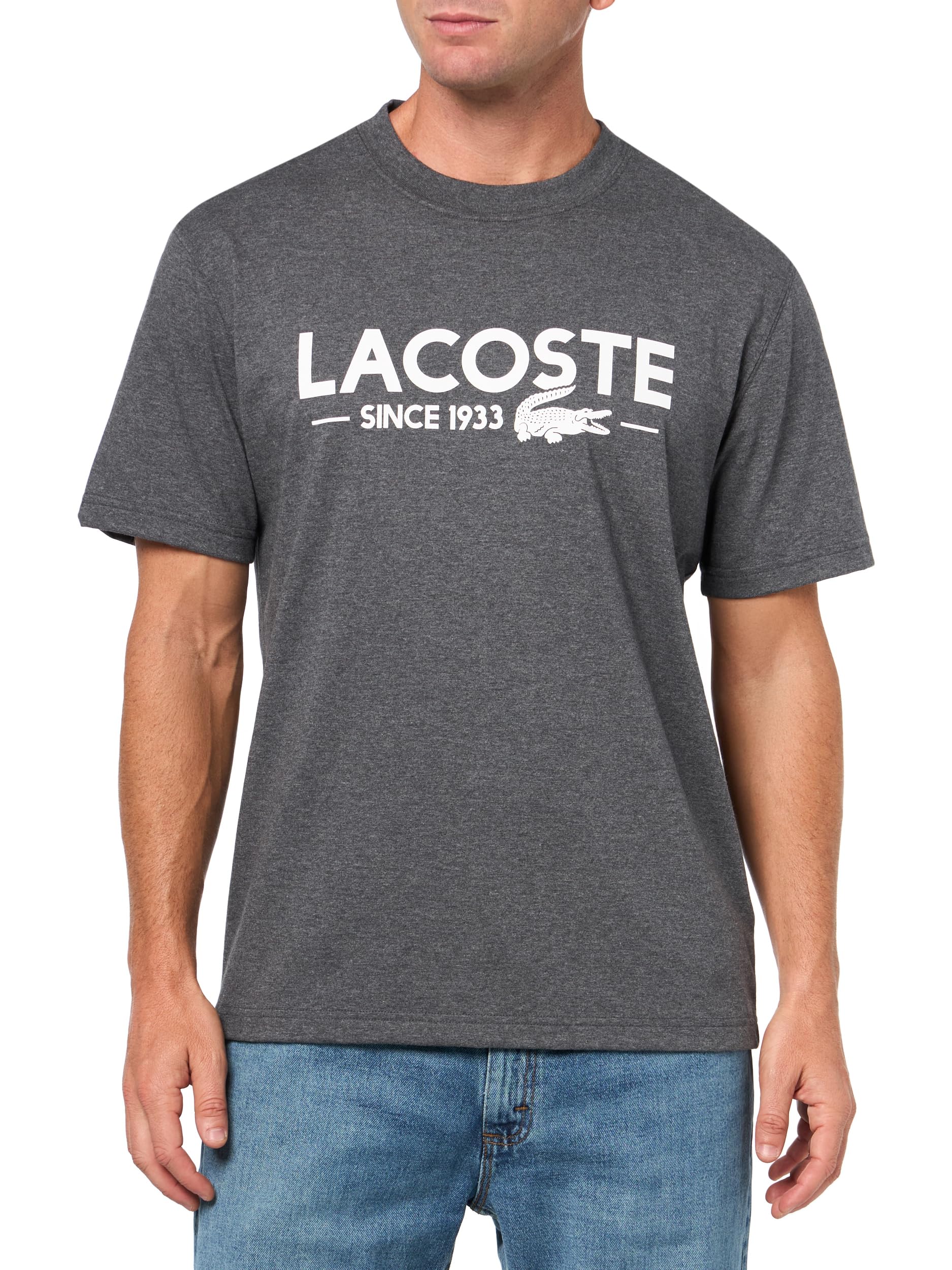 Lacoste Men’s Classic Fit Cotton Jersey T-Shirt, Dark Grey, Medium