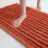 FLOLEOPA Soft Plush Microfiber Bathroom Rugs, Absorbent Bath Rugs Non Skid Machine Wash Dry Bath Mats for Tub,Shower and Bath Room Floor Mats(Burnt Orange,17x24 inches)