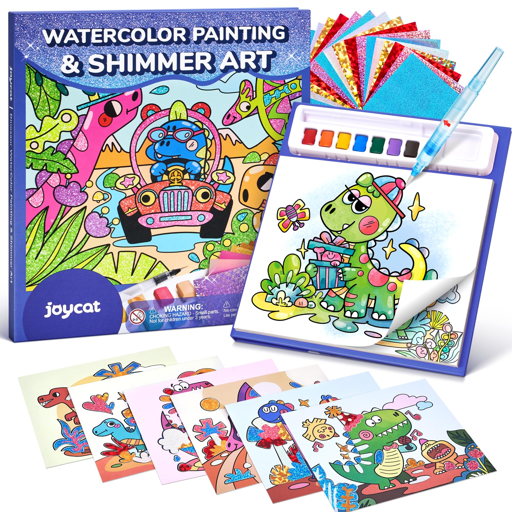 JoyCat Paint with Water Coloring Books, Art & Craft Activity, No Mess Art for Kids Ages 4-8, Craft Kits & Supplies, DIY Creative Activity, Presents for Girls & Boys (Dinosaurs)