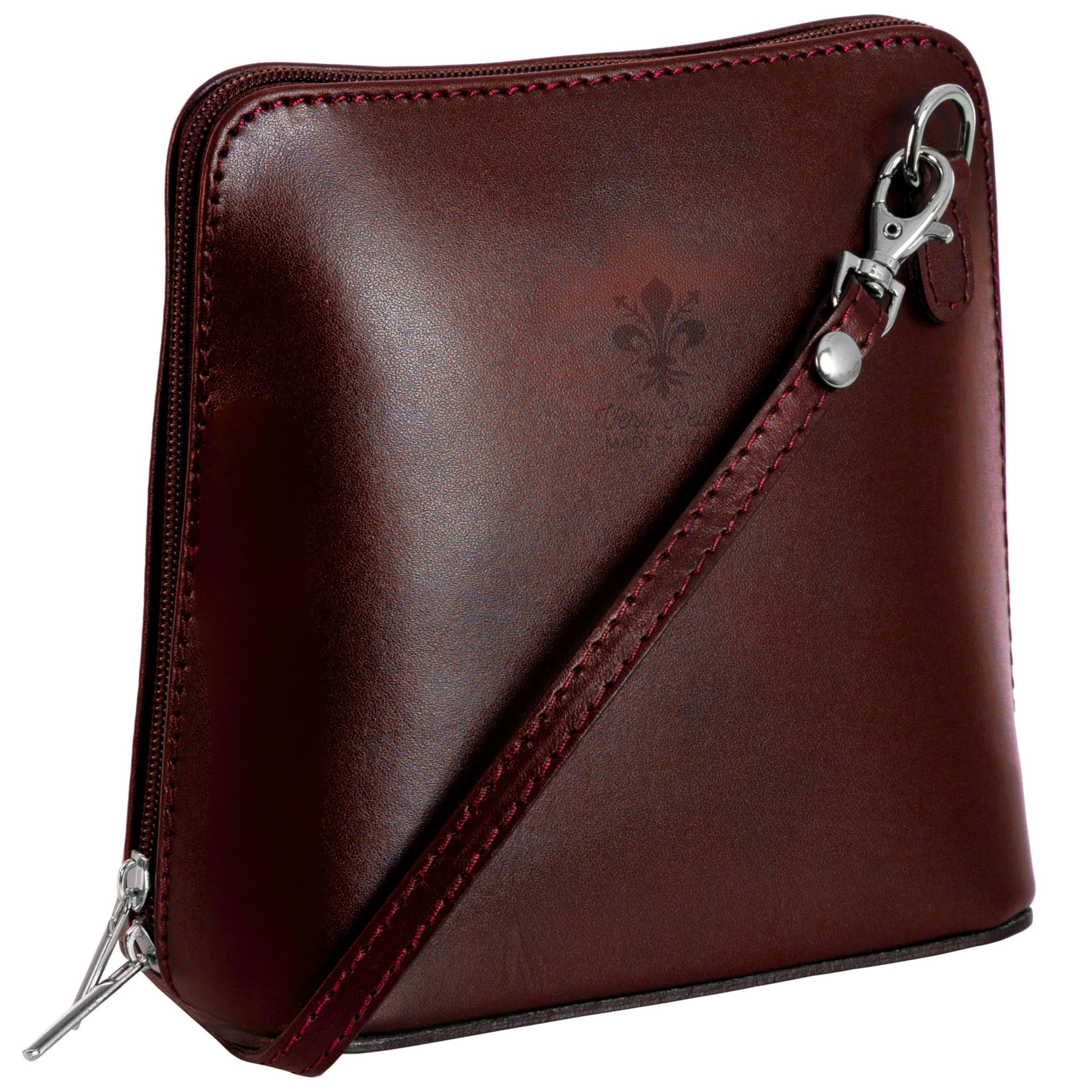 LiaTalia Stylish Genuine Italian Leather Small Crossbody Bag for Women - Handmade in Florence Tuscany - Abby [Wine Red]