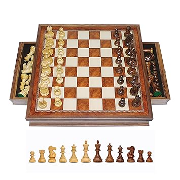 We Games Grand English Style Chess Set With Storage Drawers