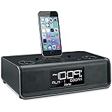 iHome iDL43B Dual Charging Stereo FM Clock Radio with Lightning Dock and USB Charge/Play - Black