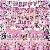 Cartoon Birthday Party Decorations, Party Supplies Kit Include Birthday Banner, Foil Balloons, Backdrop, Tablecloth, Hanging Swirls