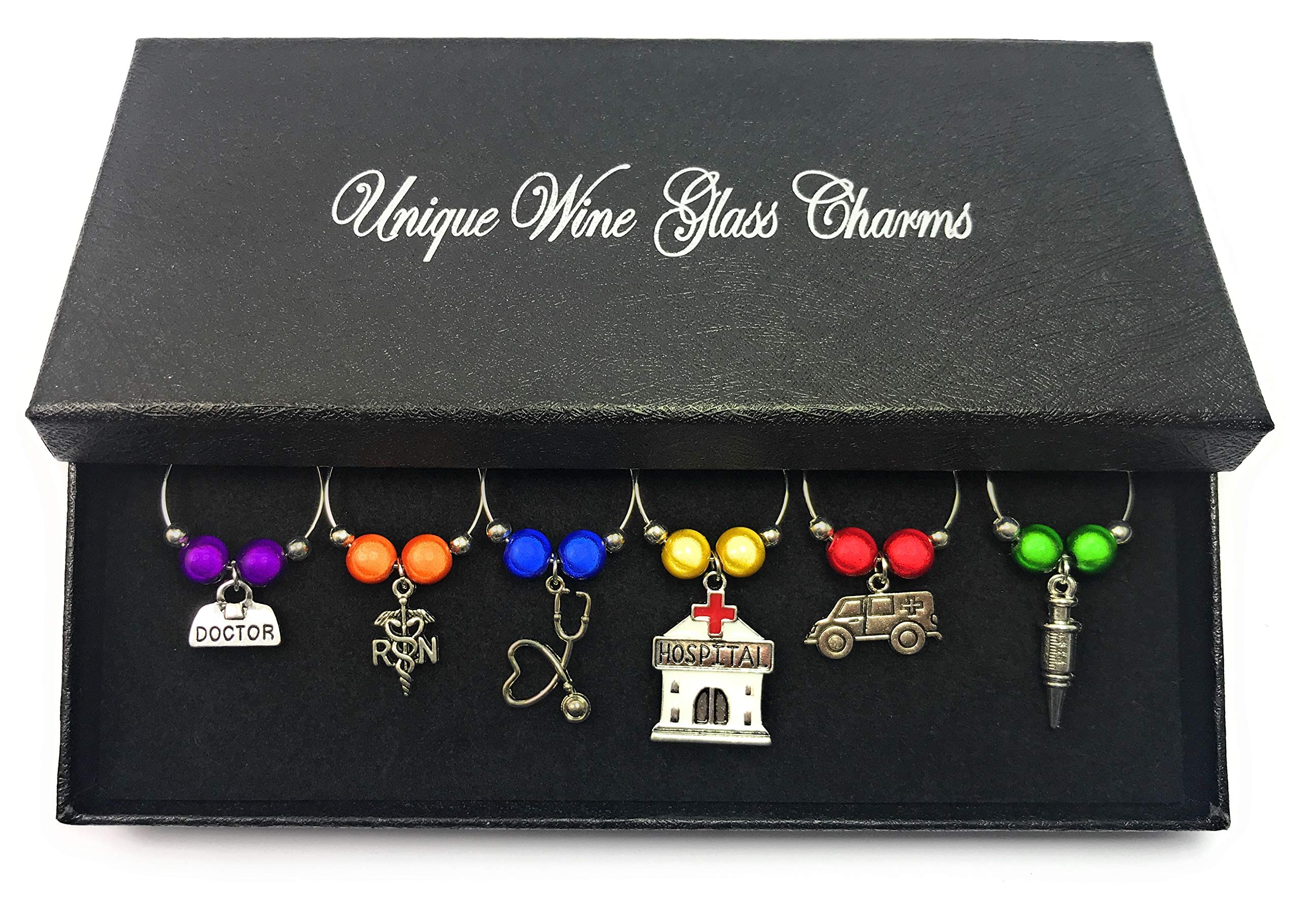 Libby's Market Place Hospital Doctor Nurse Gifts Design Glass Charms with Gift Box