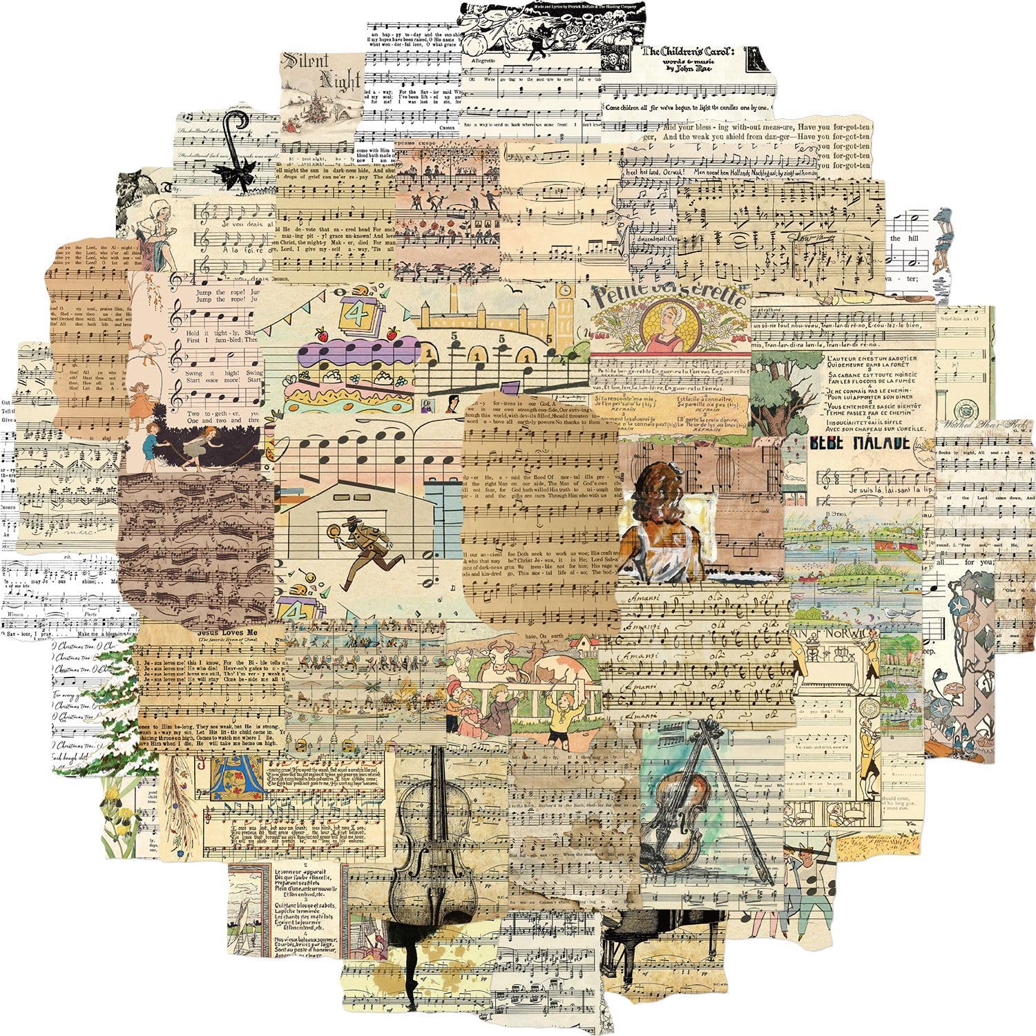 Affoto Music Score Stickers (50 PCS), Gift for Children Teens Adults, Waterproof, Vinyl PVC, Music Style, Black, Stickers — image 1