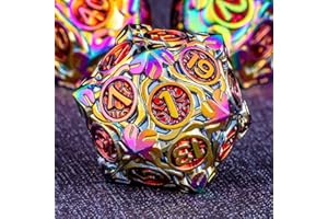 KERWELLSI Metal DND Dice Set D&D, 7Pcs Nature Vines Leaf Dungeons and Dragons Role Playing Dice with Gift Box, Rainbow Red Polyhedral Handmade RPG D and D Game Dice D20 D12 D10 D8 D6 D4