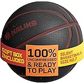 NALIKS Silent Basketball Size 7, 29.5” – Airless Indoor Basketball | Gift Box Included, Pro PU Foam Basket Ball, for Quiet Dribbling Indoor, Real Grooves, 90% Bounciness, 12.7 Oz
