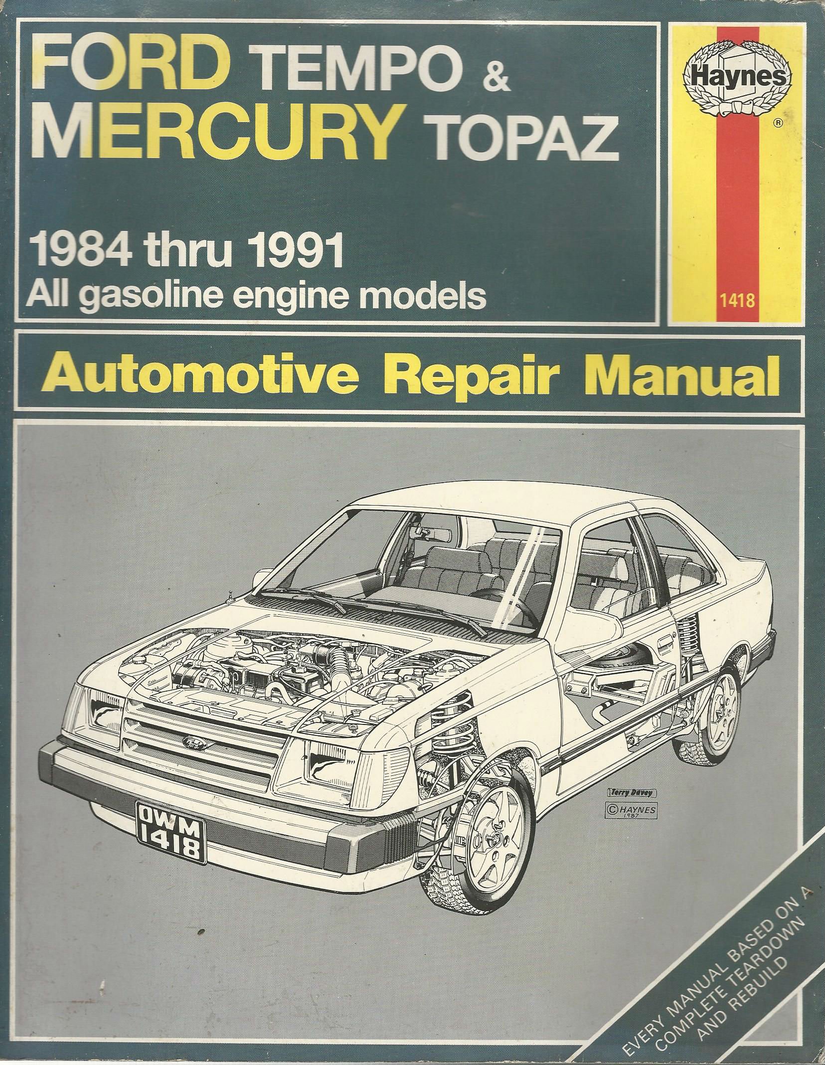 Ford Tempo & Mercury Topaz Automotive Repair Manual, 1984 thru 1991; All  Gasoline Engine Models: Mike Stubblefield, John H. Haynes: 9781563920028:  ...