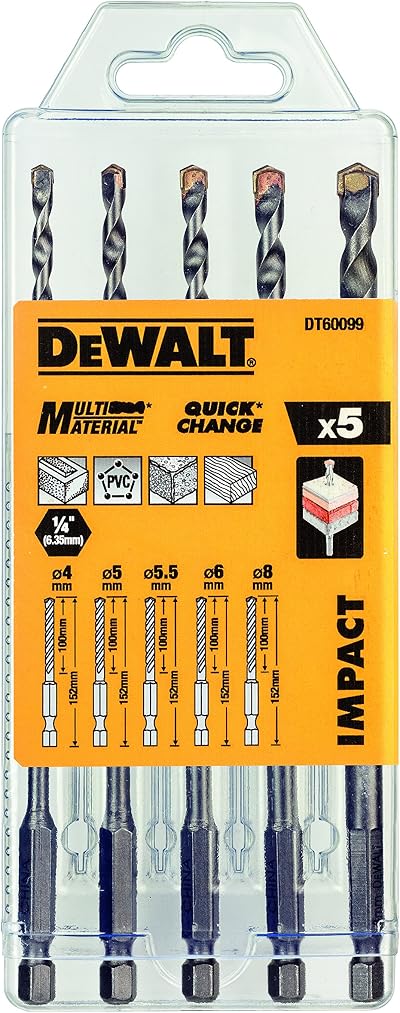 DeWalt DT60099-QZ Shock-Proof Drill Bit Set 5 pcs 4-8 mm 1.52 cm