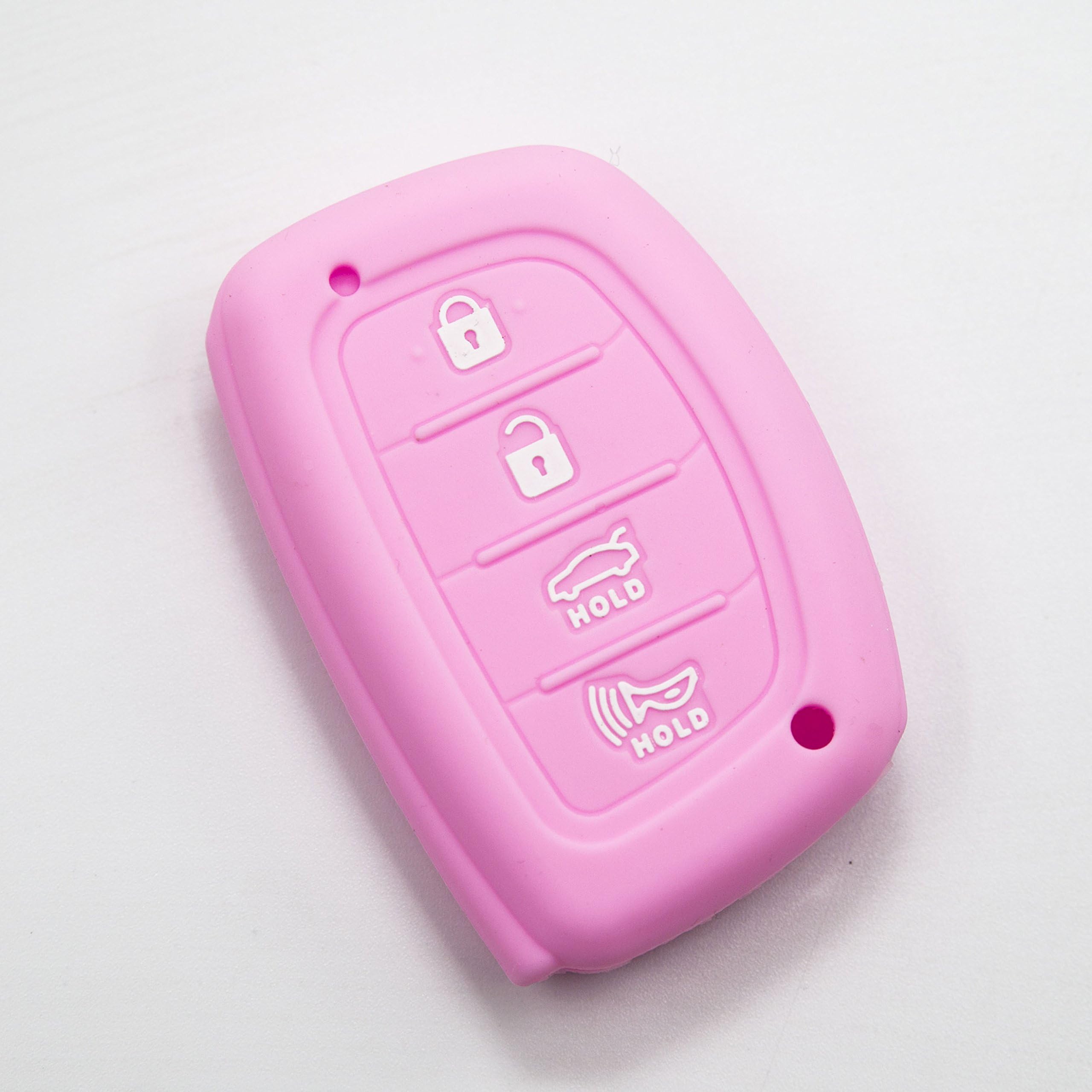 4 Button Smart Key Chain Silicone Case Cover For Hyundai Elantra 2017 2018 AD (Pink)