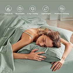 Bedsure Linen Sheets - Queen Size Bed, Blend from