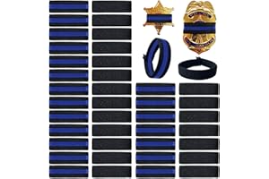 CREATRILL 40 Pack Police Mourning Band Stripe Police Officer Badge Shield Funeral Honor Guard Straps for Badge Size of 2.4" to 4", 2 Styles(20 Pack Black + 20 Pack Thin Blue Line)