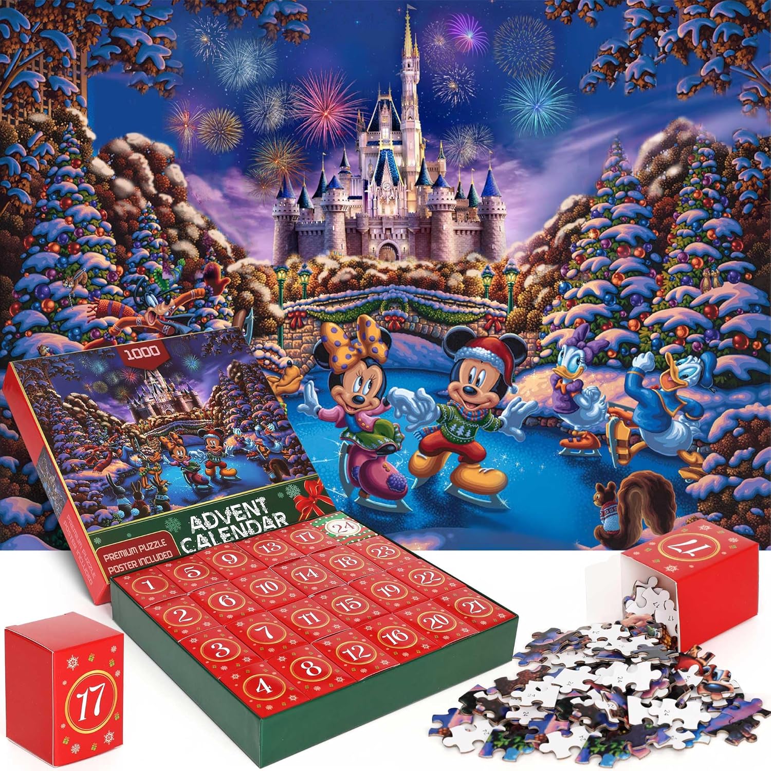 Advent Calendars - Advent Calendar 2023 Mouse Puzzles 1000 Pieces Jigsaw Puzzle for Adult Kids, 24 Days Surprise Christmas Countdown Calendars, Family Game Puzzle Christmas Gift Idea for Boys Girls
