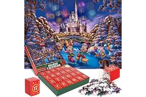 GOSERQUT Advent Calendar 2023 Puzzles 1000 Pieces Jigsaw Puzzle for Adult Kids, 24 Days Surprise Christmas Countdown Calendars, Family Game Puzzle Christmas Gift Idea for Boys Girls