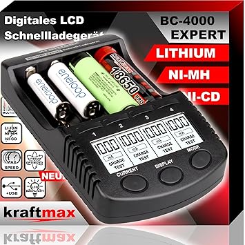 BC-4000 EXPERT - Universal Akku Ladegerät - NEUESTE VERSION für Li-ion und Ni-MH Akkus der neuesten Generation optimiert, z.B
