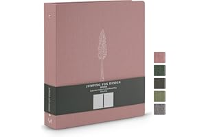Jumping Fox Design Linen Fabric 3 Ring Binder, 1.5 Inch Binder, for 3 Hole Punch Letter Size Loose Leaf Paper (Letter Size, 3 Round Ring, 1.5", Dusty Pink – Redwood)