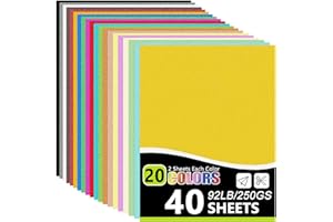 OCEPOR Glitter Cardstock, 40 Sheets in 20 Colors Cardstock, Glitter Paper for Cricut, Crafts and DIY, 8.5”x11”Shimmer cardstock for Birthday, Wedding Party Decor(92 lb/250 gsm)