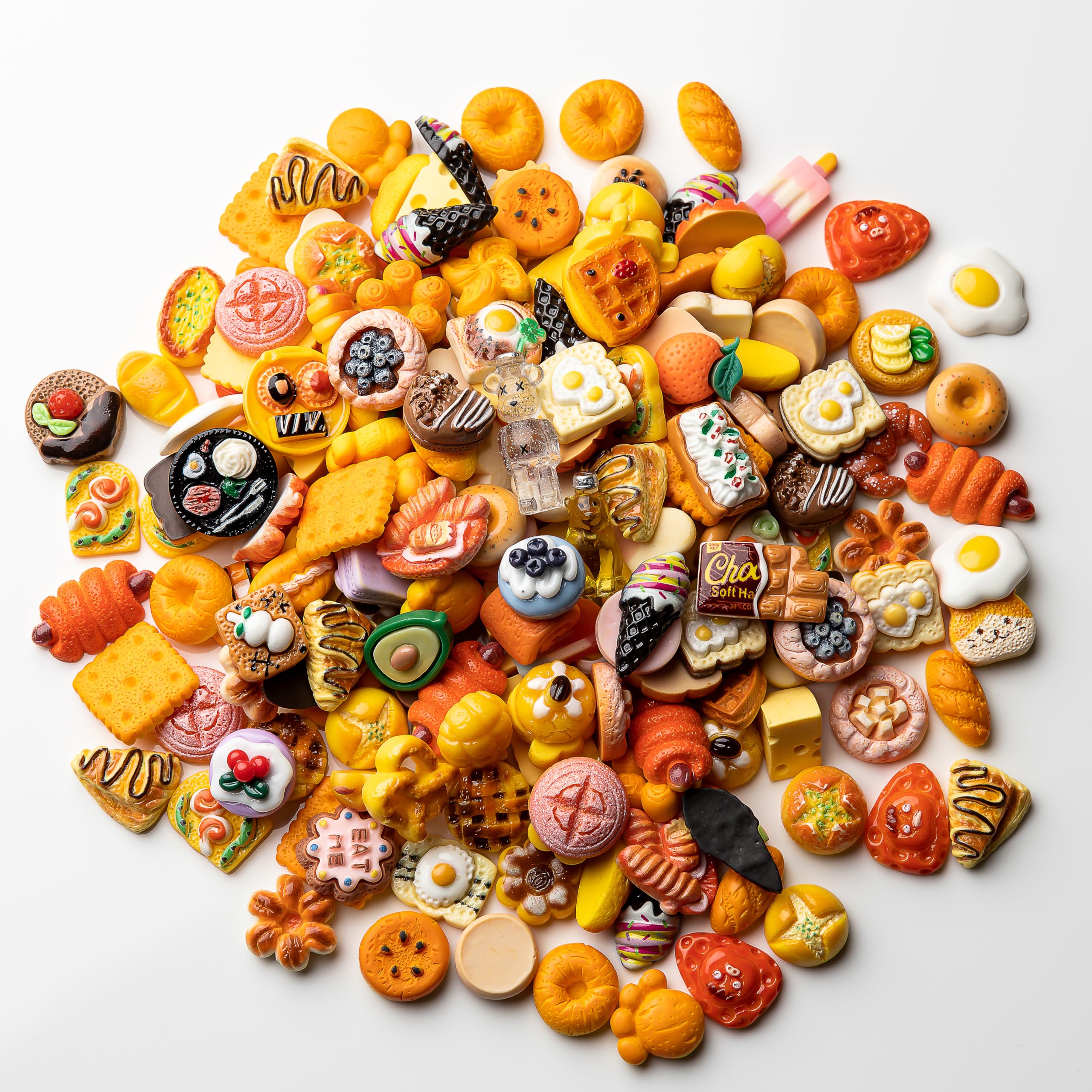 Slime Charms Food Cute Set - Mixed Lot Assorted Food Resin Flatback Cute Sets for DIY Crafts Making,Decorations,Scrapbooking,Embellishments,Hair Clip 25pcs