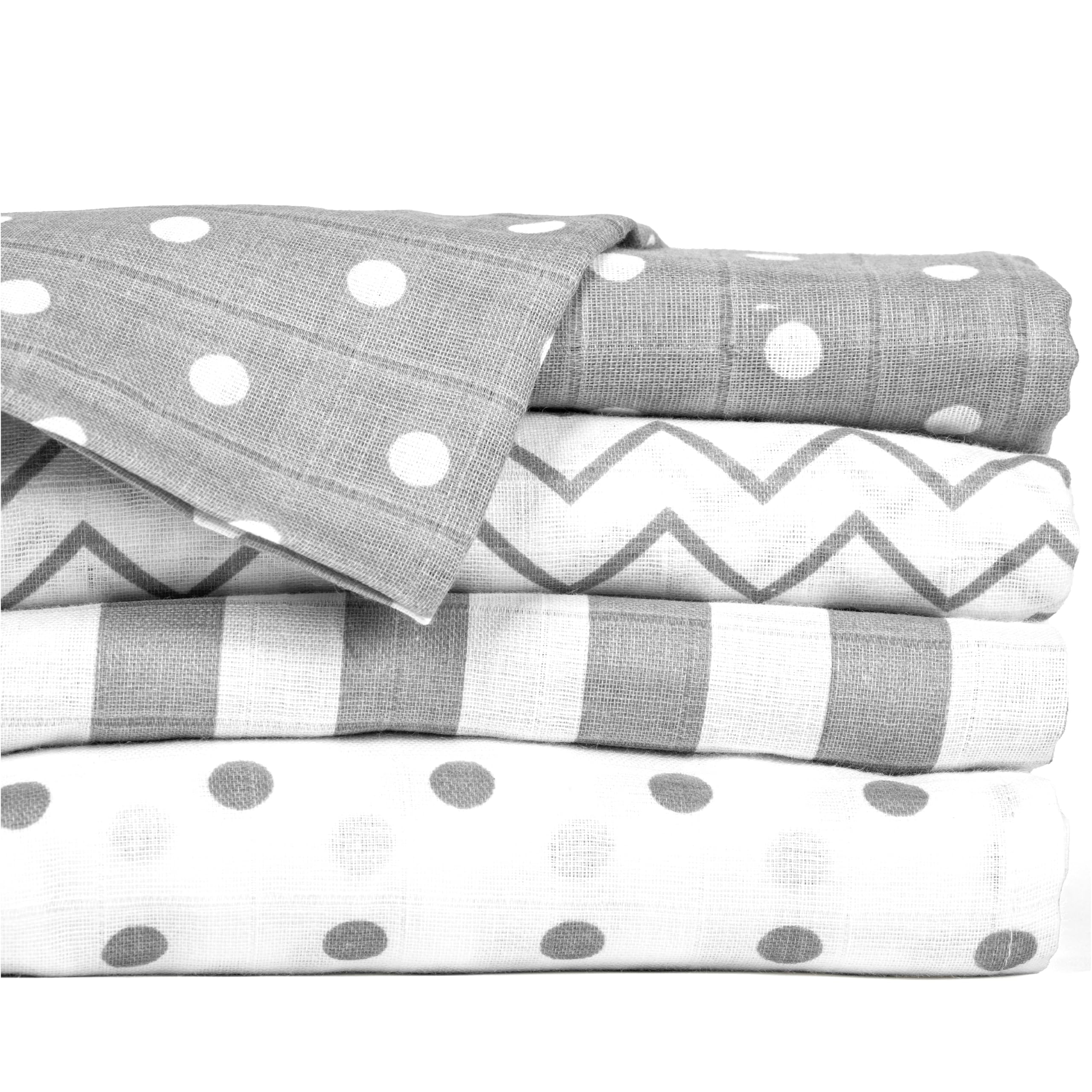 CuddleBug Muslin Baby Swaddle Blankets for Boys and Girls 0 to 3 Months - Large 4 x 4 Feet – Unisex 100% Muslin Cotton (Spots n Stripes)