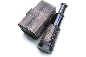 REDSKY TRADER 6" Brass Handheld Telescope Nautical Pirate Spyglass with Box Decorative Telescope