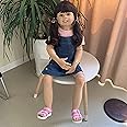 iCradle 39inch98CM Huge Reborn Doll Full Body Hard Vinyl Girl Dolls Realistic Standing Reborn Toddler Girls with Brown Hair Baby Age 2 Years Children's Clothing Models