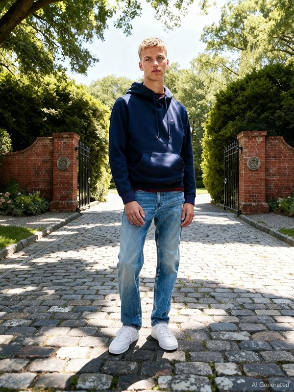 Herren TJM Reg Flag Hoodie Dm0dm20742 Kapuzenpullover, Blue (Dark Night Navy), M EU