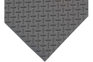 Rhino Mats DV48X3 Diamond Plate Rubber Flooring, Rubber, 1/8" Thickness, Matt black