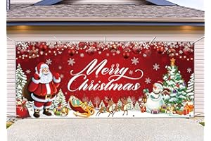 KORLON TEC Christmas Garage Door Decorations, Merry Christmas Garage Door Cover Banner, Large Santa Claus Garage Door Christmas Decorations, 6x13 Ft Holiday Backdrop for Indoor Outdoor Wall Home Decor