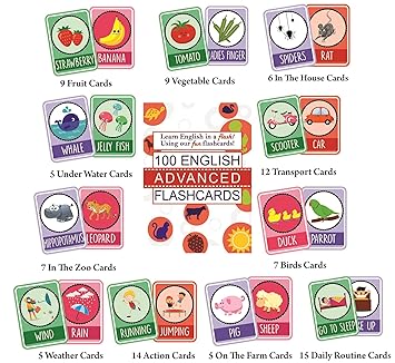 SYGA English Advance Flash Cards 100 Cards for Kids to Learn English