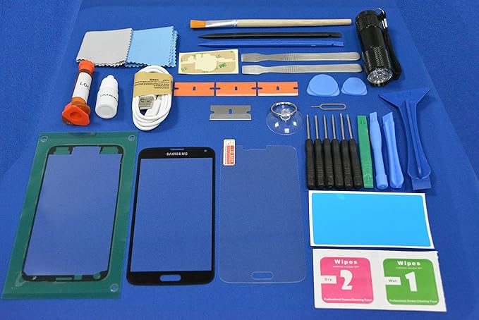 Front Display Glas Reparatur Set Fur Samsung Galaxy S5 Schwarz Mit Uv Taschenlampe Amazon De Elektronik