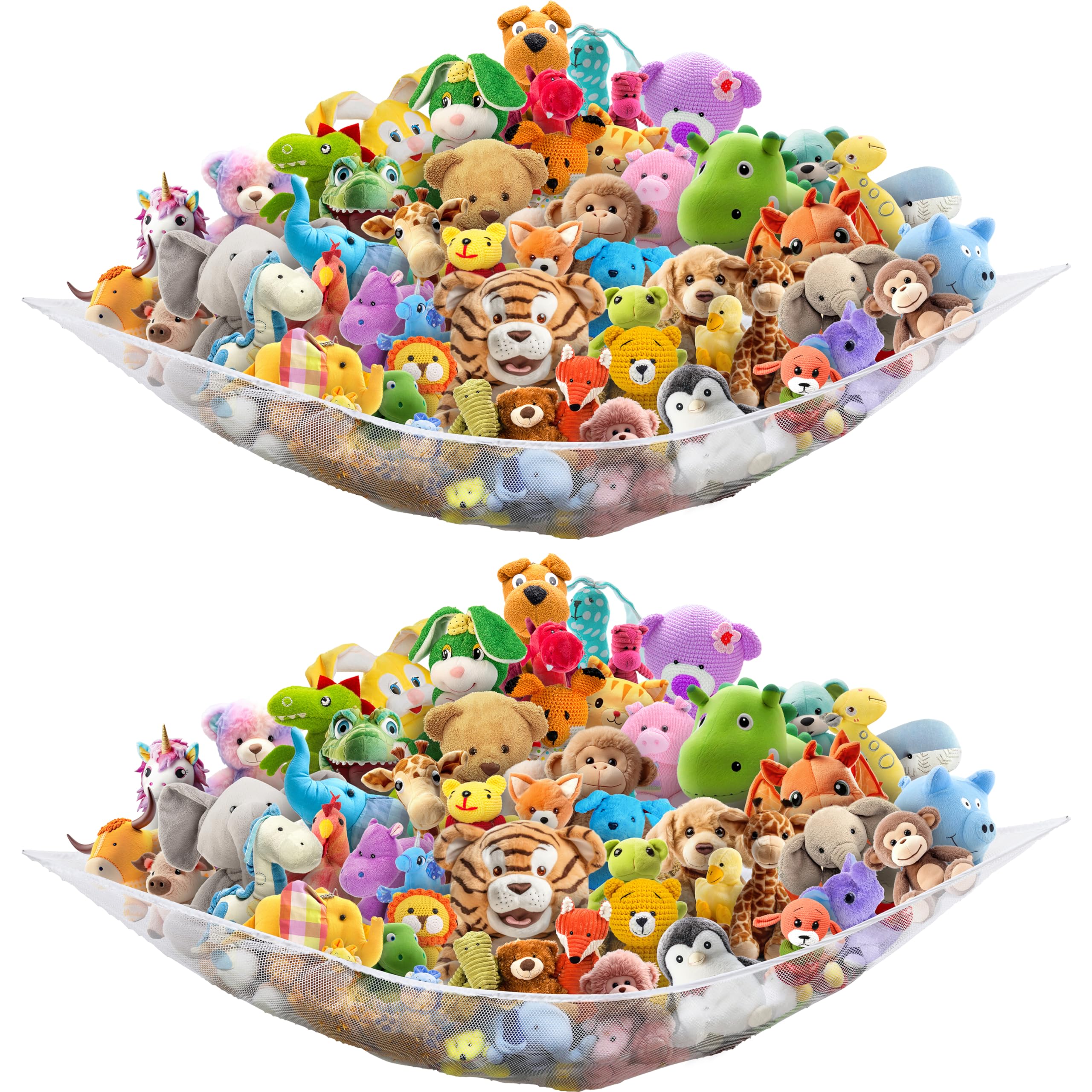 Simple Houseware 2 PK - Stuffed Animals Jumbo Toy Storage Hammock, White